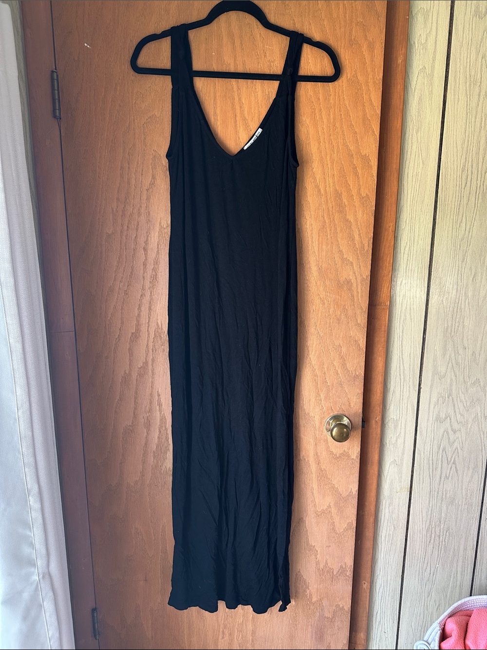 Classic Black V-Neck Maxi Dress - , Women's
